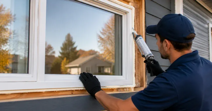 technician installing a new vinyl window in Simcoe Landing, Keswick