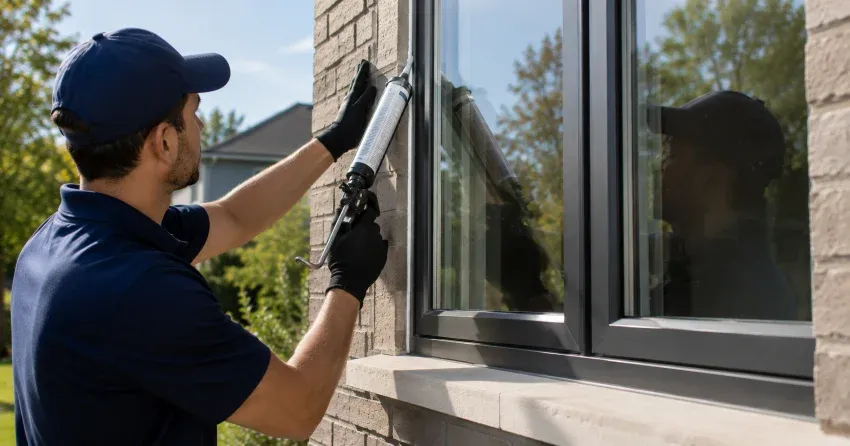 Aluminum window frame with double glazed insulated glass unit installed in a residential wall in Simcoe Landing, Keswick