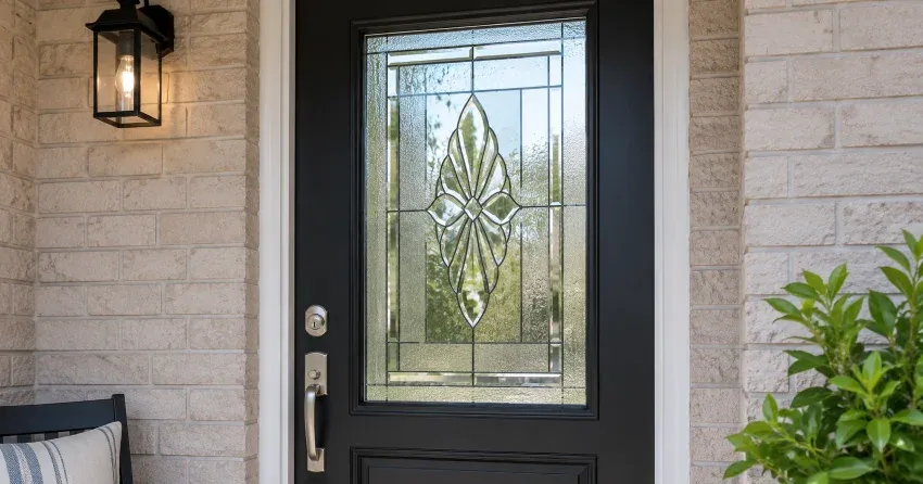 technician replacing a cracked decorative glass panel in Keswick