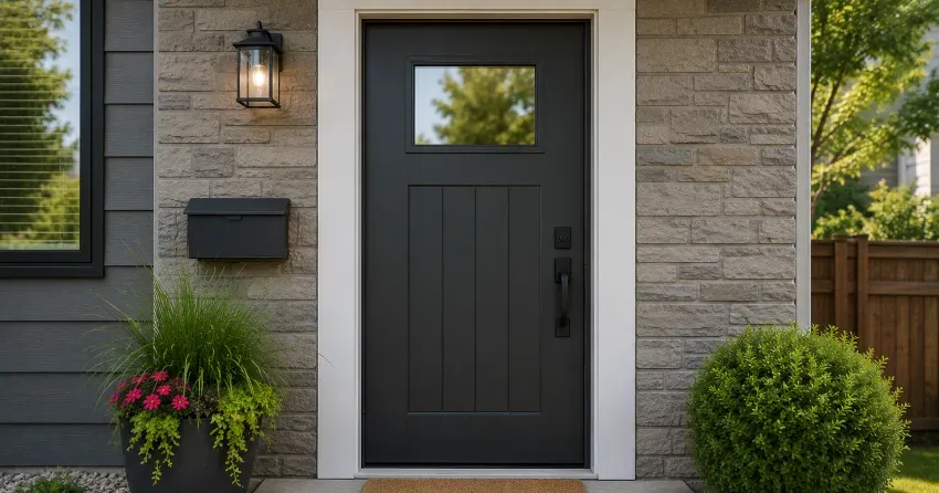 emergency door replacement Simcoe Landing, Keswick installation in progress