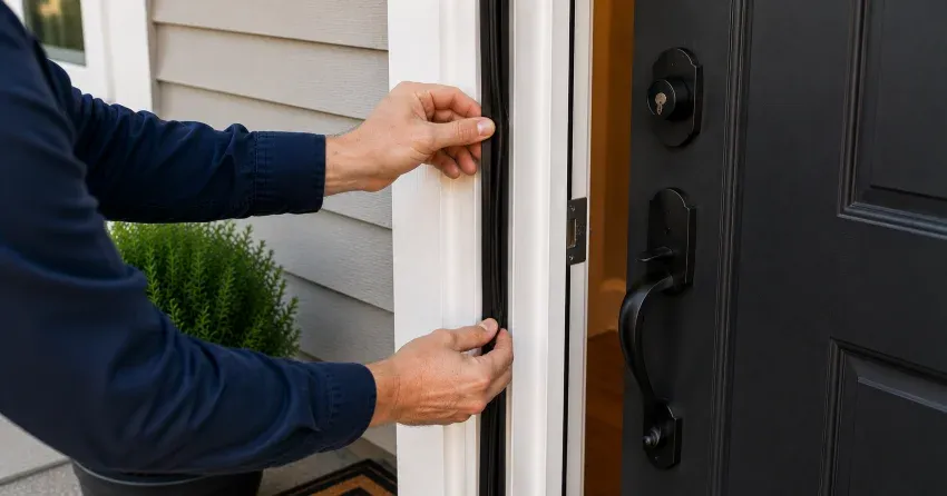 technician performing light test on door seal in Udora, Keswick