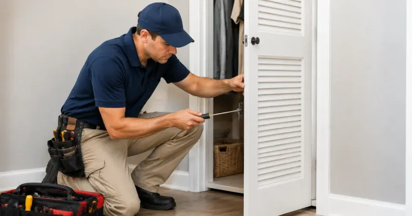 technician repairing doorbell button and wiring in Simcoe Landing, Keswick