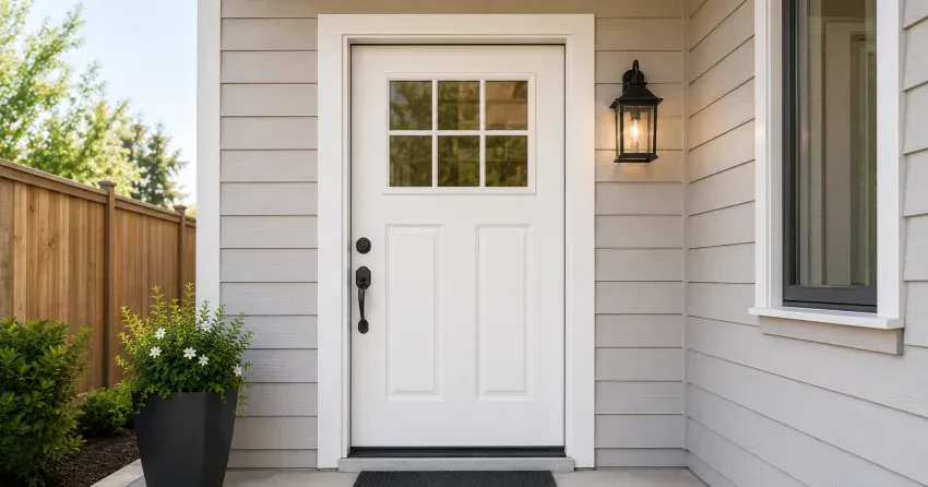 technician installing exterior door frame in Pefferlaw, Keswick