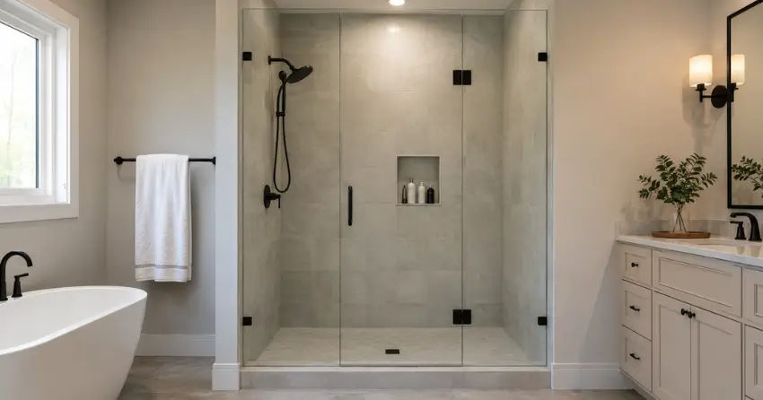 new frameless glass shower door installed in Pefferlaw, Keswick