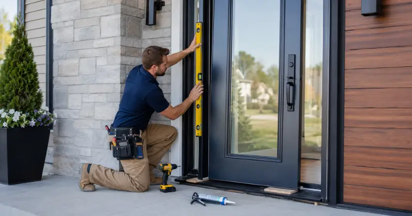 glass outside door installation with energy-efficient double-pane glazing in Willow Beach, Keswick