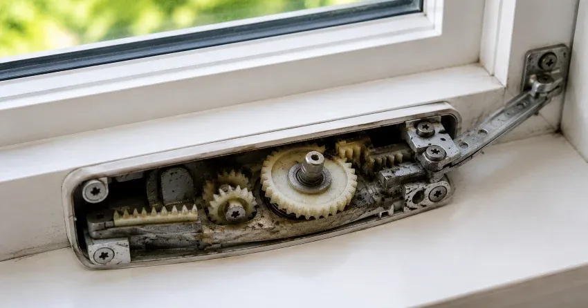 technician replacing casement window crank operator in Pefferlaw, Keswick home