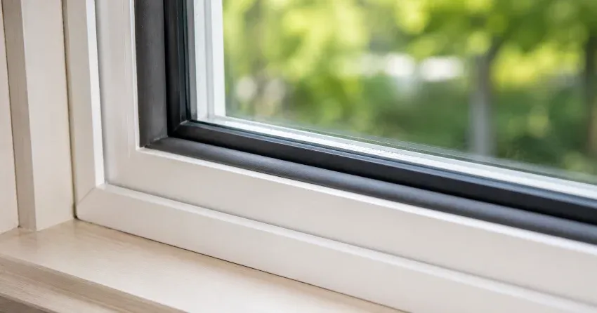 technician inspecting window weatherstripping for drafty window repair Keswick